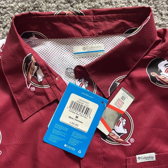 NEW Columbia PFG Florida State Seminoles CLG Super Slack Tide Shirt AOP Men’s M - Picture 4 of 6